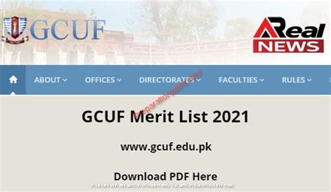 St Nd Rd And Th Merit List Of Gcuf Preparation Point