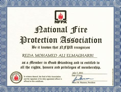 Nfpa Certificate Najd Electricals And Safety Equipment Trading