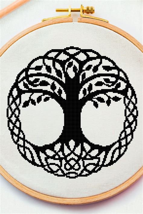 Tree Of Life Cross Stitch Pattern Simple Hippie And Boho Embroidery