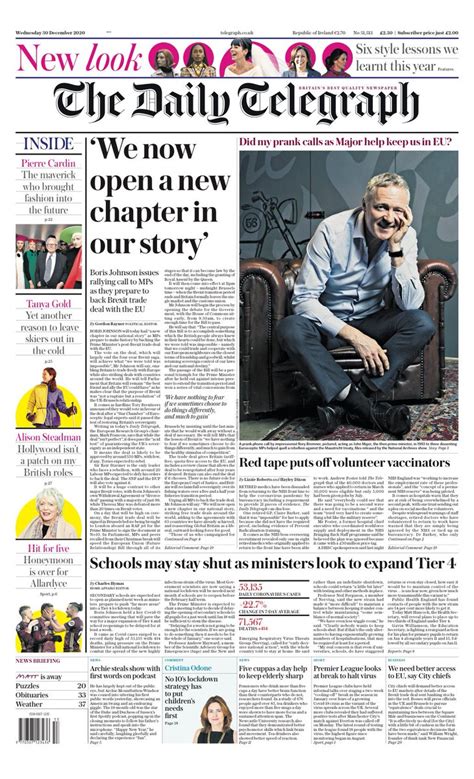 daily telegraph front page   december  tomorrows papers today
