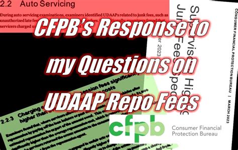 Cfpbs Response To Questions On Udaap Repo Fees Cucollector