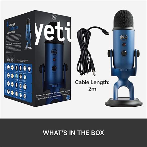 Blue Yeti Usb Mic For Recording And Streaming On Pc And Mac 3 Condenser Capsules 4 Pickup