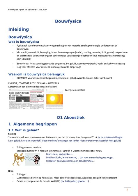 Samenvatting Bouwfysica Deel Bouwfysica Inleiding Bouwfysica Wat Is