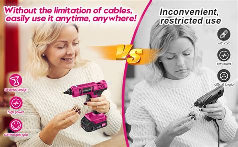 Amazon 100W Cordless Hot Glue Gun Cordless Rechargeable Battery Included 20V Pink Full