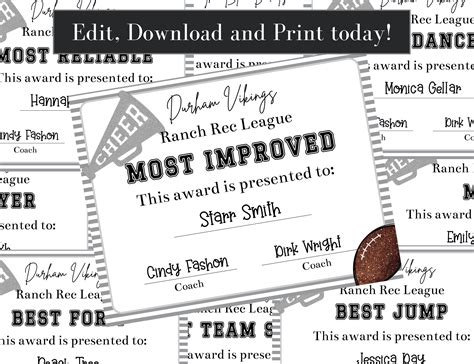 Editable Cheer Awards Certificates, Cheer End of Season Awards - Etsy