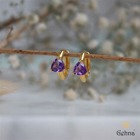 Shop Amethyst 18k Gold Hoop Earrings For Women Gehna