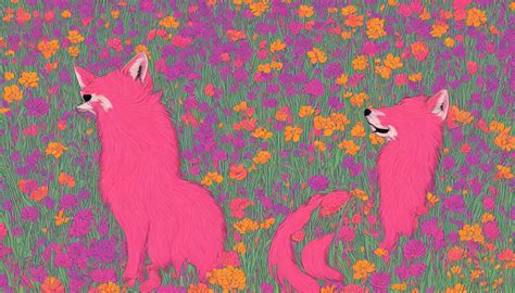 Pink Fox Head Popping Out Of A Field Of Multi Colored Stable