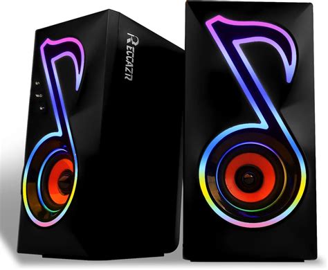 Amazon.com: RECCAZR Computer Speakers, RGB Gaming PC Speakers with 6 ...