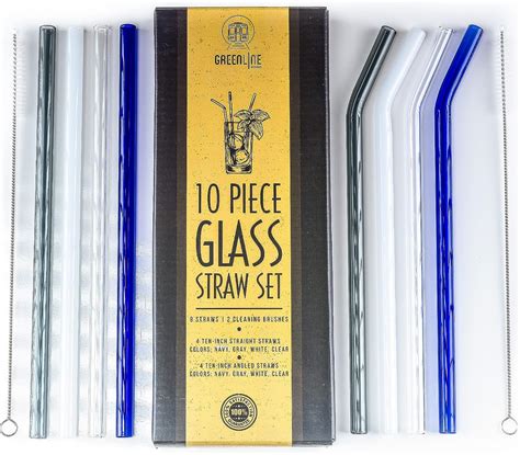 Reusable Glass Straw Set 8 Multi Color Straws With 2 Cleaning Brushes 4 Eco