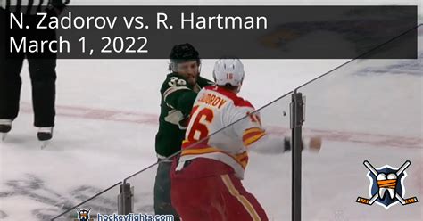 Nikita Zadorov vs. Ryan Hartman, March 1, 2022 - Calgary Flames vs. Minnesota Wild | HockeyFights