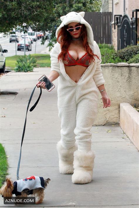 Phoebe Price Wearing A Cat Jumpsuit With Red Lingerie Underneath In Studio City AZNude