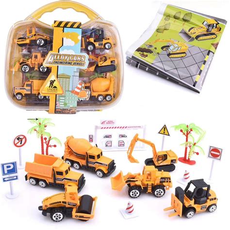 Construction Toys Alloy Cars With Play Mat Building Play Set Jugetes