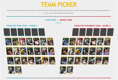 Overwatch Hero Picker - Team Composition, Hero Counters & Synergies