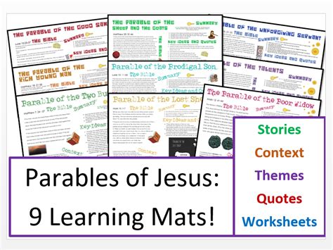 Parables Of Jesus 9 Learning Mats And Activity Sheets Teaching