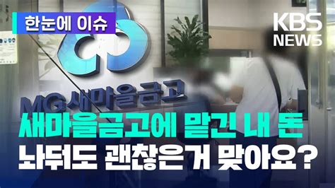 한눈에 이슈 새마을금고에 맡긴 내 돈 놔둬도 괜찮은거 맞아요 Kbs 20230706 Youtube