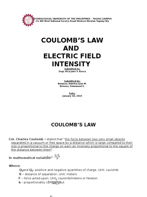 Coulomb - S Law and Electric Field Intensity | PDF | Electric Field ...