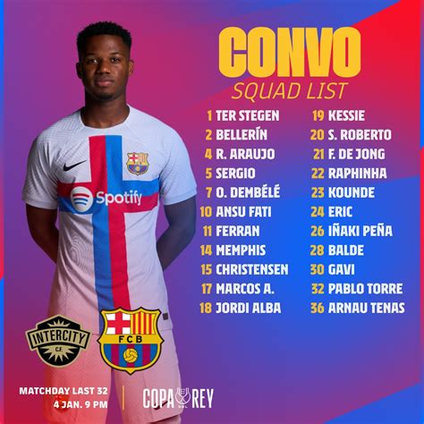 Fc Barcelona On Twitter La Convocatoria Del Debut En La Copa