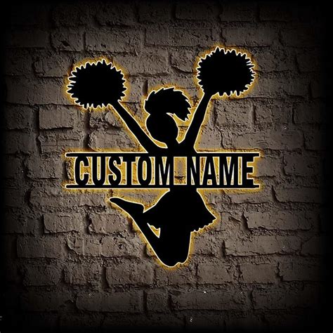 Newseven Metal Sign With Led Light Custom Cheerleader Metal Sign Cheerleader Wall