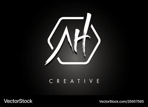 Ah A H Brushed Letter Logo Design With Creative Vector Image