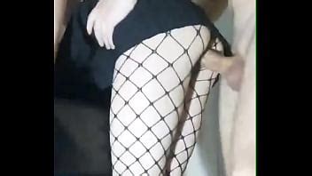 Slender Girlfriend In A Skirt And Stockings Fucked While Standing In A Tight Pussy And Cum