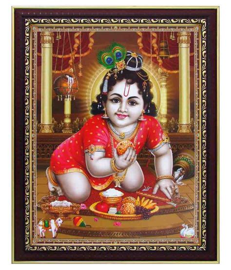 Avercart Textured Lord Krishna/Baby Krishna/Bal Gopal Poster With Frame ...