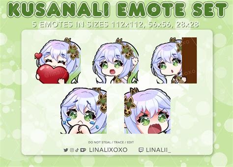 Genshin Impact Nahida Emote Set Cute Chibi Twitch Streamer Discord