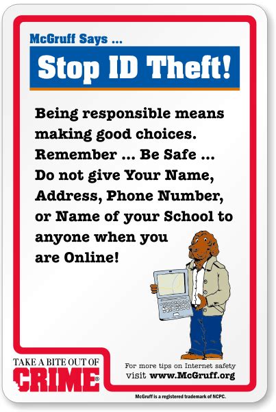 Mcgruff Stop Id Theft Sign Sku K 4078