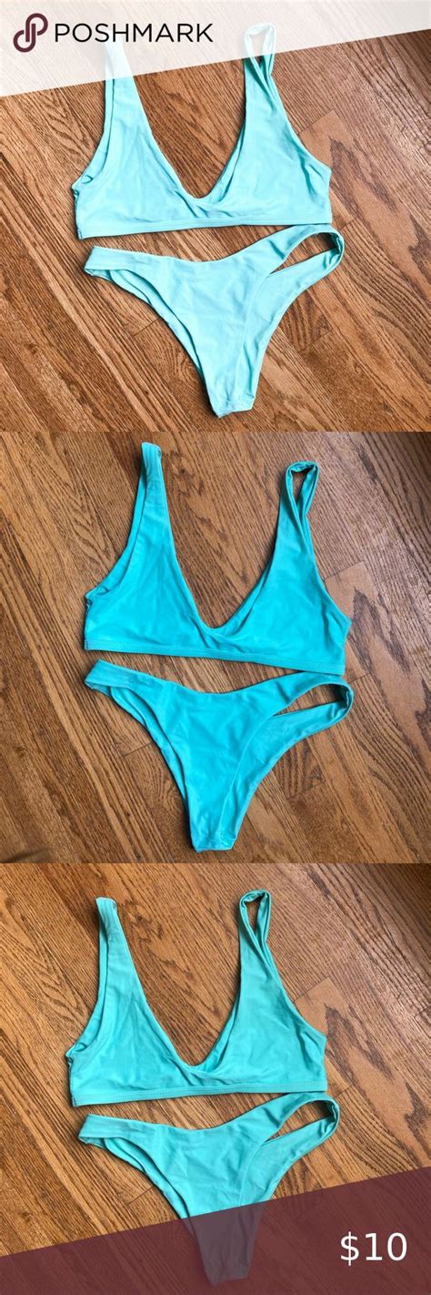 Shein Bright Turquoise Bikini Set Turquoise Bikini Bikinis Bikini Set