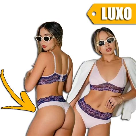 Conjunto de Calcinha e Sutiã Bicolor De Luxo Conjunto Lingerie