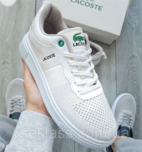 40 41 White Кроссовки Мужские Кеды Мокасины Лакост Белые Сетка Летние ...