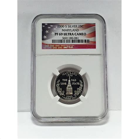 S Proof Silver Maryland State Commemorative Washington Quarter