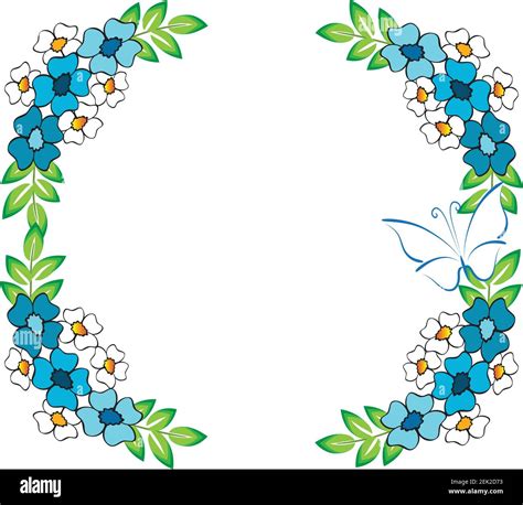 Vector Flowers Butterfly Border Frame Care Background Design Stock