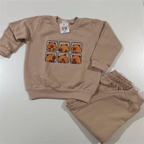 Conjunto Agasalho Moletom Inverno Frio Menina Nude Good Vibes Capivara