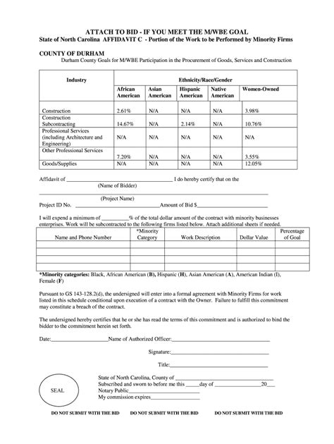 Fillable Online Attach To Bid If You Meet The M Wbe Goal State Of