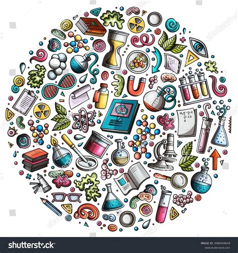 Colorful Vector Hand Drawn Set Science Stock Vector Royalty Free