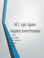 Wk Signature Assignment Pptx Wk Apply Signature Assignment