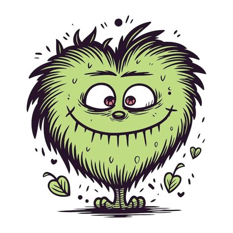 Witziges cartoon monster vektor illustration eines monsters mit grünen