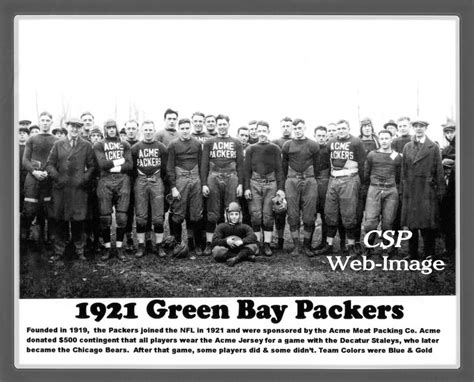 Green Bay Packers 1921 Team Photo NFL Original Team Sponsored by Acme ...