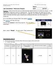 Copy Of PHET Simulation Molecular Shapes Docx Montgomery County