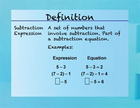 Elementary Math Definitions Addition Subtraction Concepts Subtraction