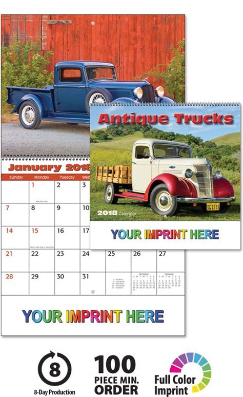 2018 Antique Truck Calendar 2018 Imprinted Calendars 2018 Calendar