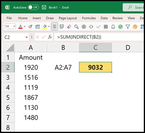 Using INDIRECT With SUM Excel Formula