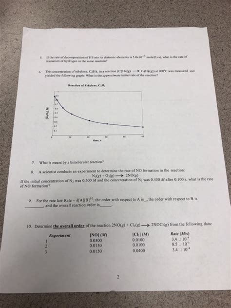 Chemical kinetics Consider the following reaction | Chegg.com 