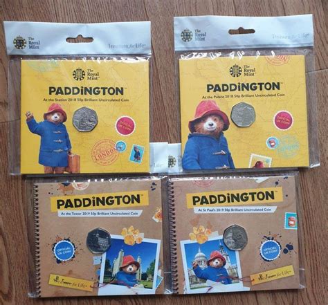 2018 and 2019 Paddington Bear 50p BU Coins - CrawleyCoins