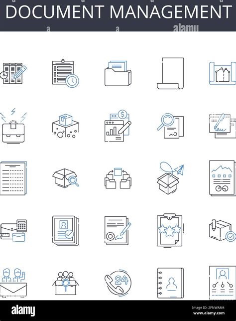 Document Management Line Icons Collection Record Keeping File