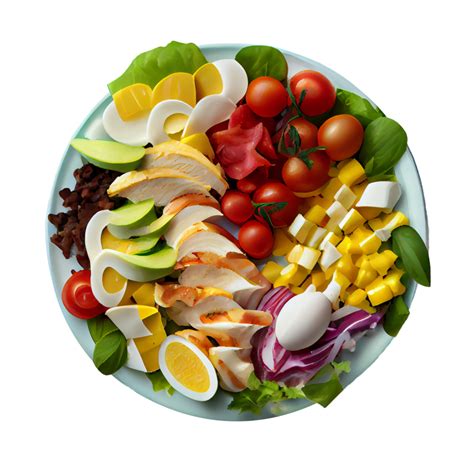 Delicious Cobb Salad, Cobb salad png image, tomatoes, bacon, hard