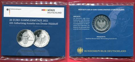 Bundesrepublik Deutschland 20 Euro Silbergedenkmünze 2022 G 225