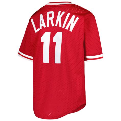 Mitchell And Ness Barry Larkin Cincinnati Reds Youth Red Cooperstown