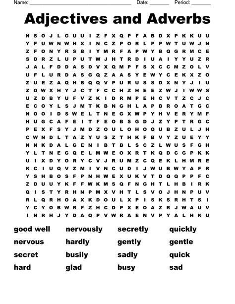 Adjectives And Adverbs Word Search WordMint