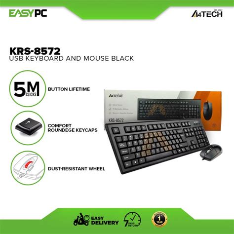 A4tech KRS 8572 Keyboard And Mouse Usb Black A Shape Keyboard USB